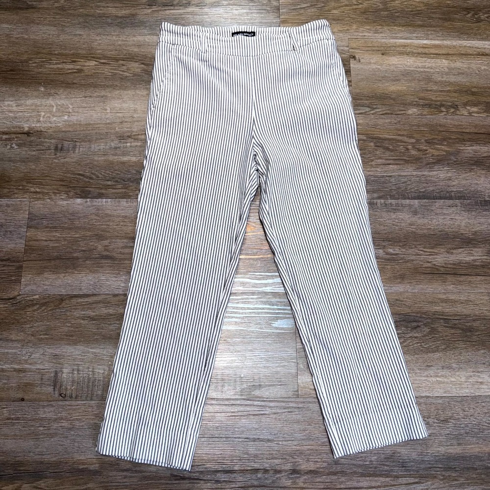 Hilary Radley Dress Pants Womens S White Stripe Stretch Capri Office Career Wear